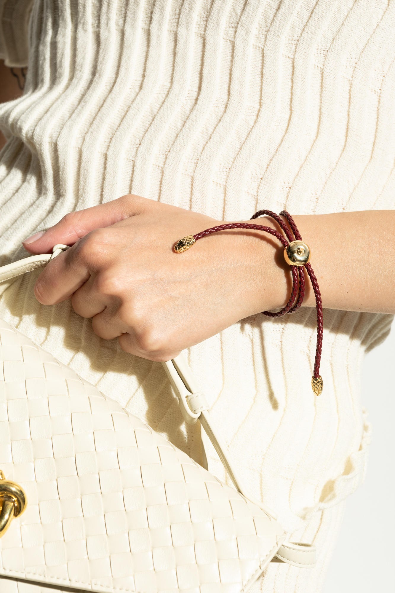 アクセサリーその他 BOTTEGA VENETA Woman Jewel Red 838282VAHUA 6244 Burgundy Leather bracelet Bottega Veneta - Vitkac AS